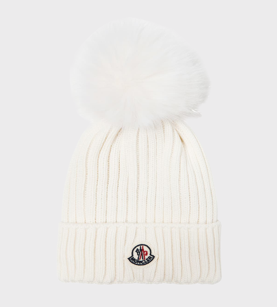 Logo-Patch Bobble Hat White
