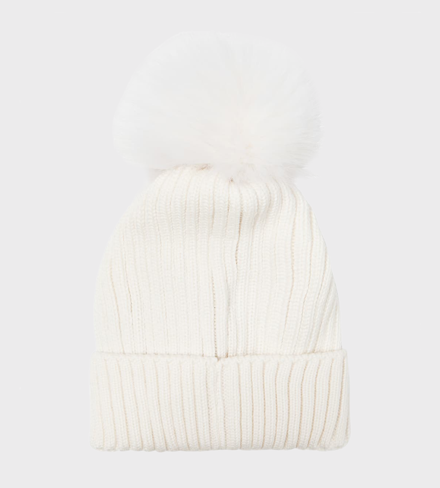Logo-Patch Bobble Hat White