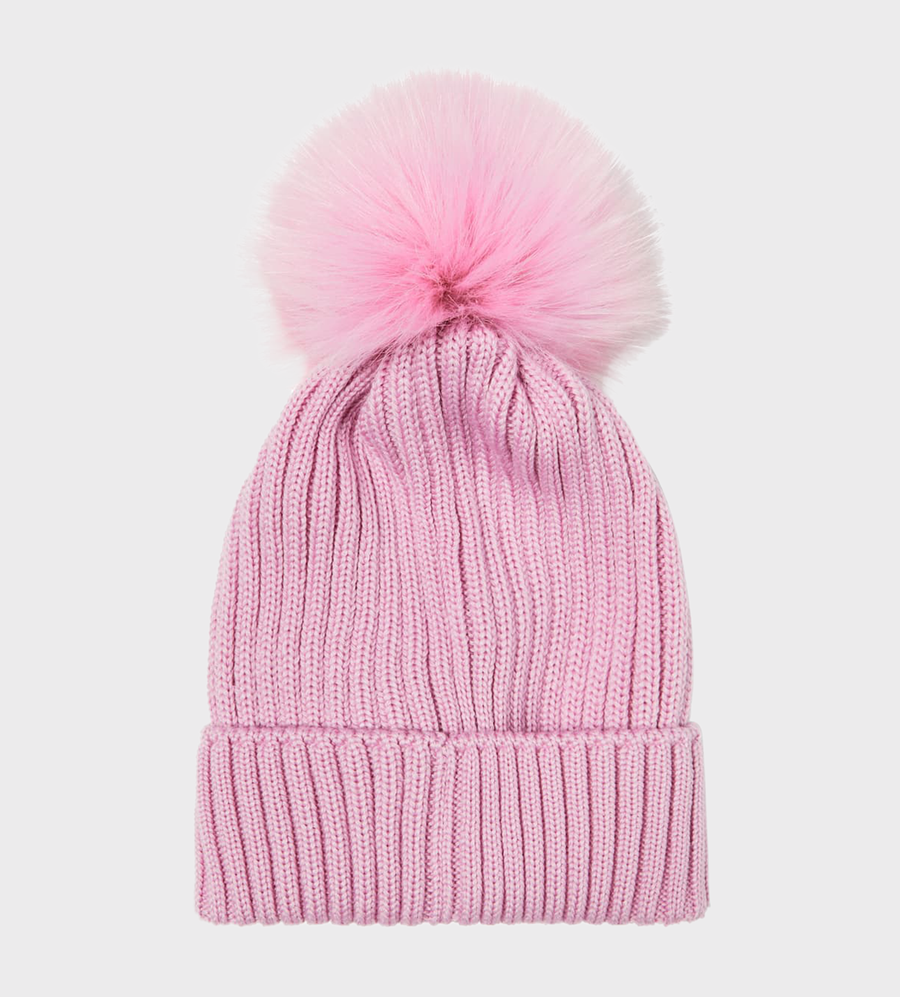 Logo-Patch Bobble Hat Pink