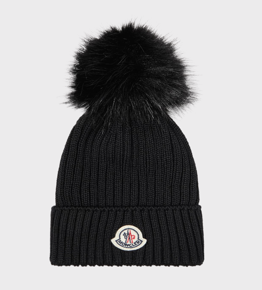Logo-Patch Bobble Hat Black