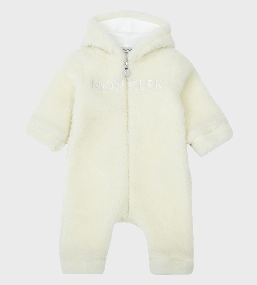Logo-Embroidered Hooded Romper White