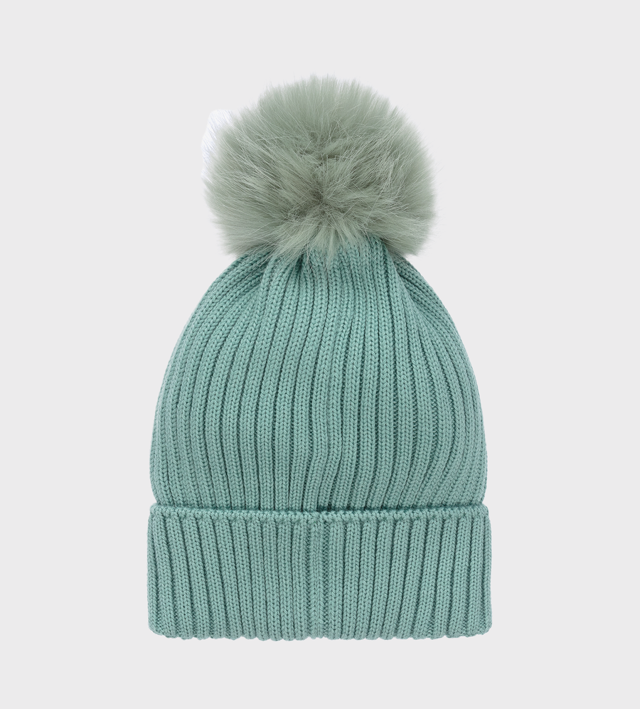 Logo-Patch Bobble Hat Green