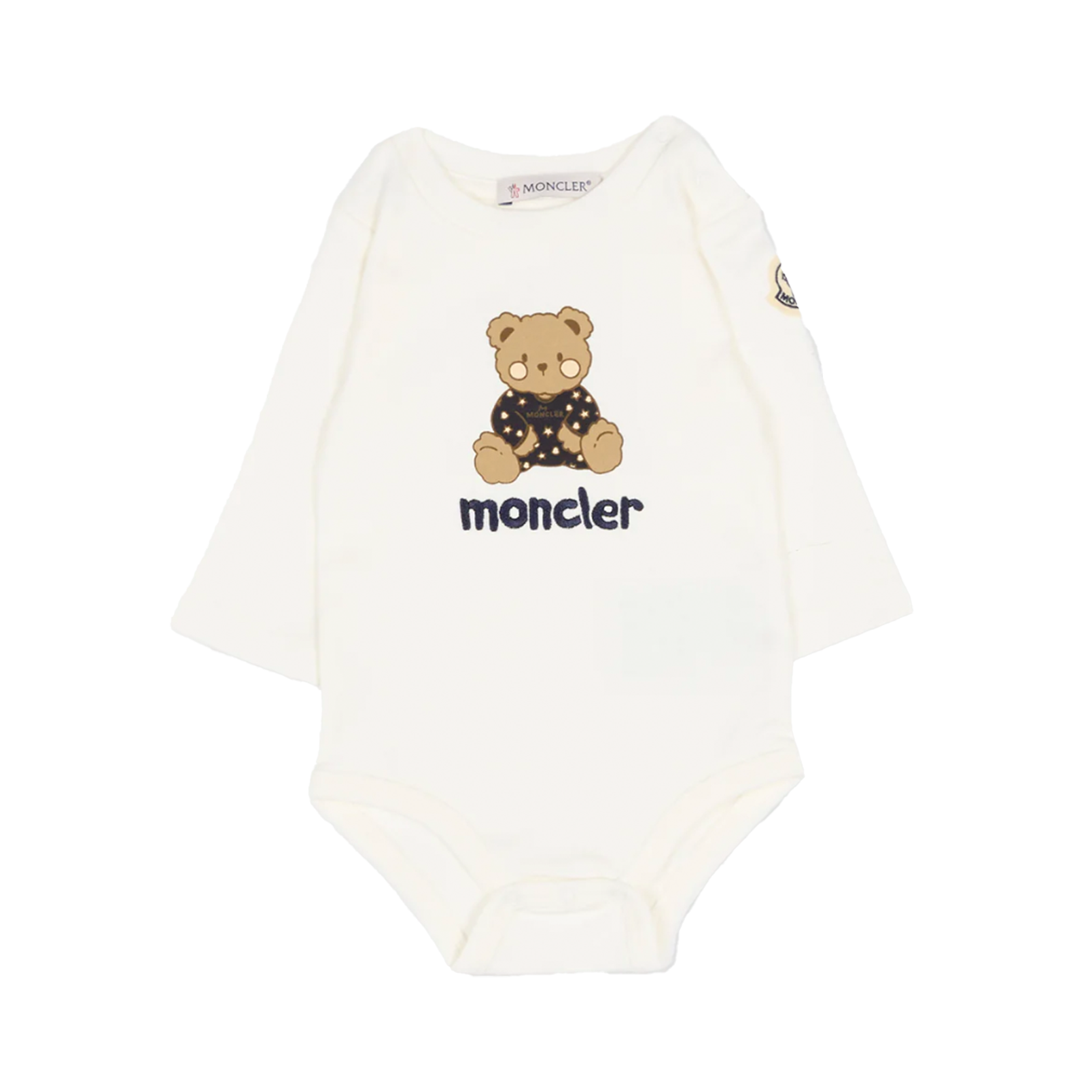 Moncler Bear Bodysuit with Matching Teddy Bear Bib in Ivory (Baby)