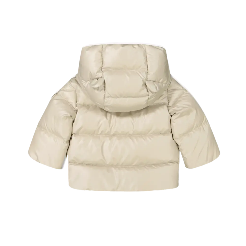 Moncler Deidre Down Puffer Snowsuit Set in Cream (Baby)
