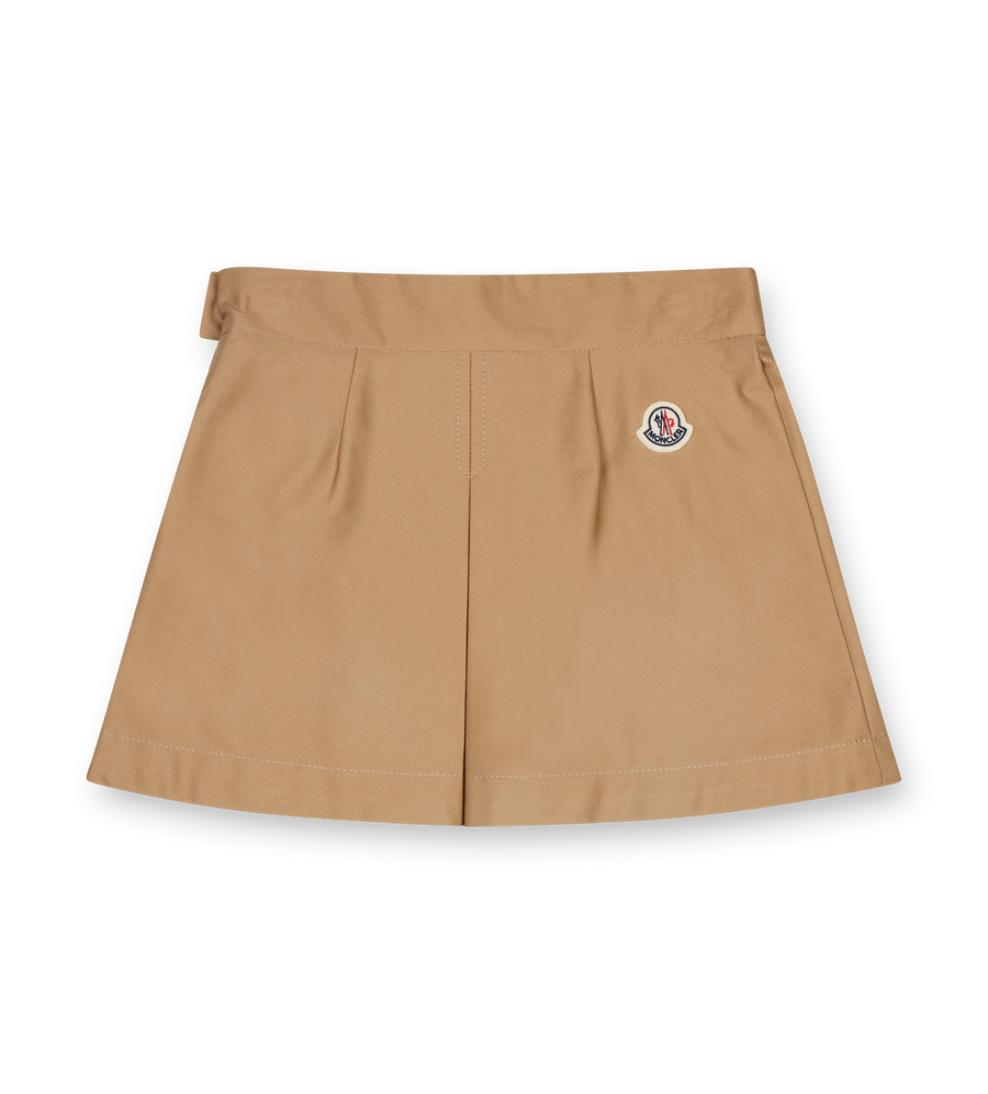Moncler Pleated Gabardine Cotton Skirt in Beige (Kids)