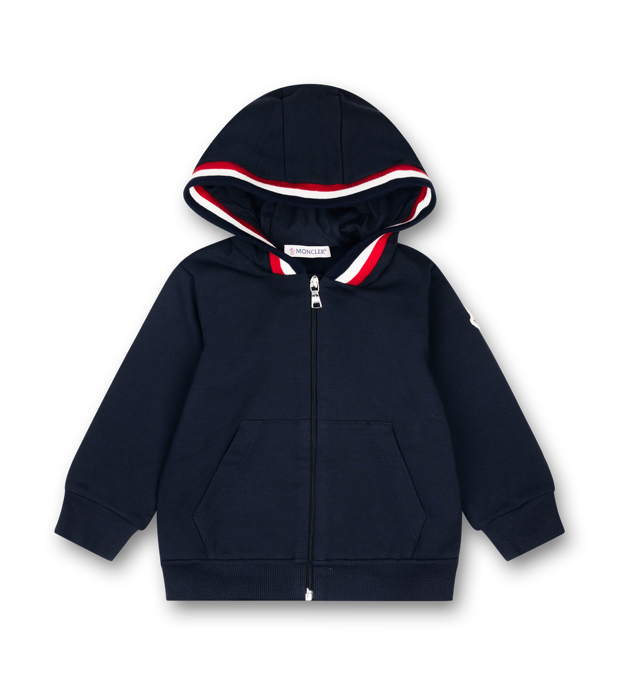 Moncler Striped Hood Cotton Tracksuit Set in Navy Blue (Baby)