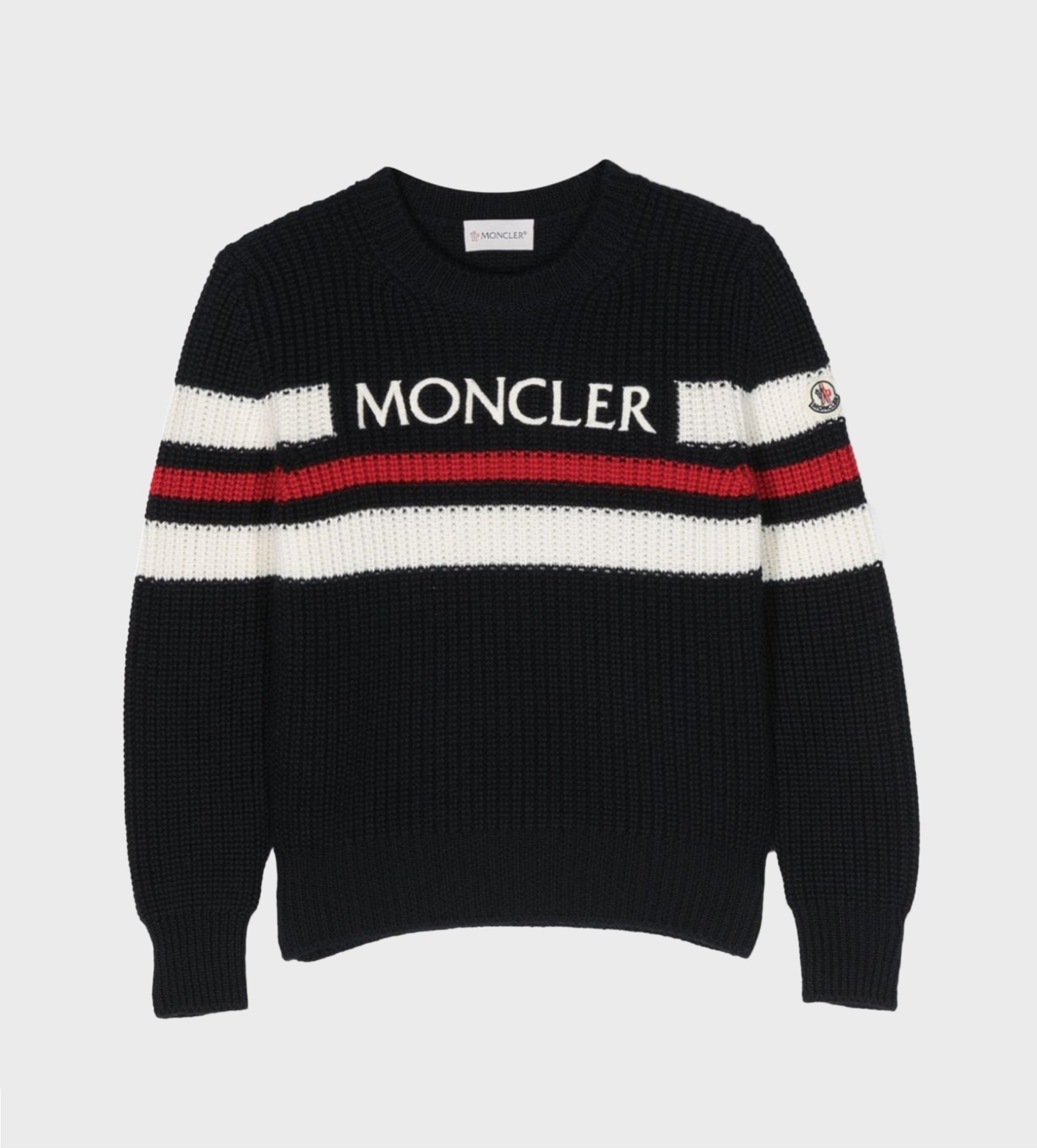 Logo-Intarsia Ribbed Jumper Navy Blue