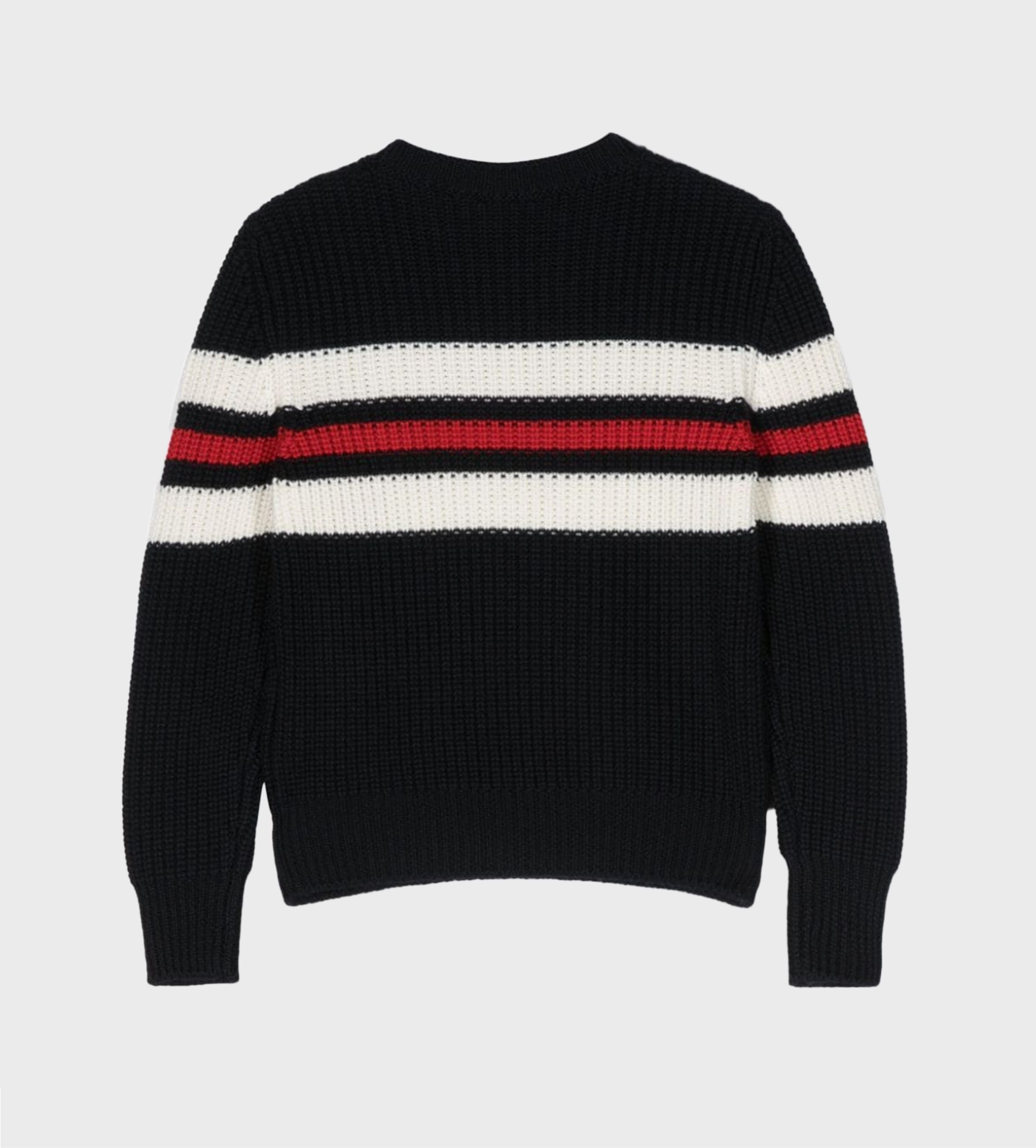 Logo-Intarsia Ribbed Jumper Navy Blue