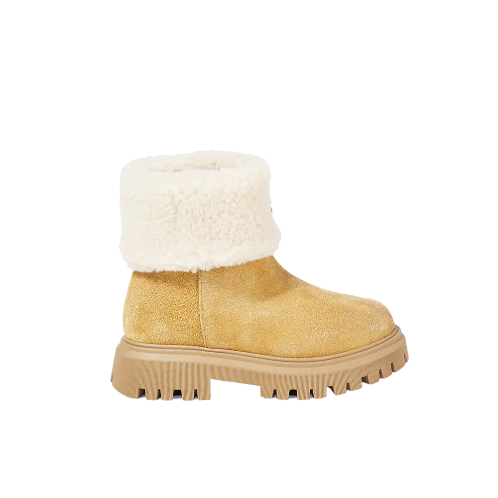 Moncler Petit Aurea Mid Suede Boots in Camel Beige (GS)