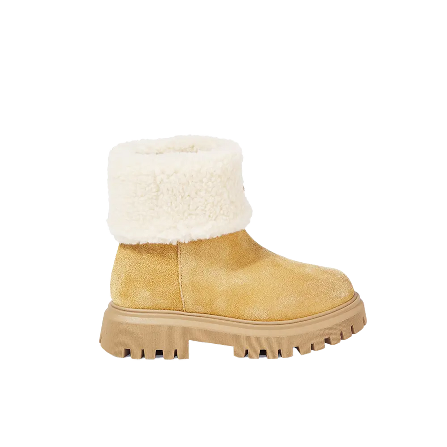 Moncler Petit Aurea Mid Suede Boots in Camel Beige (GS)