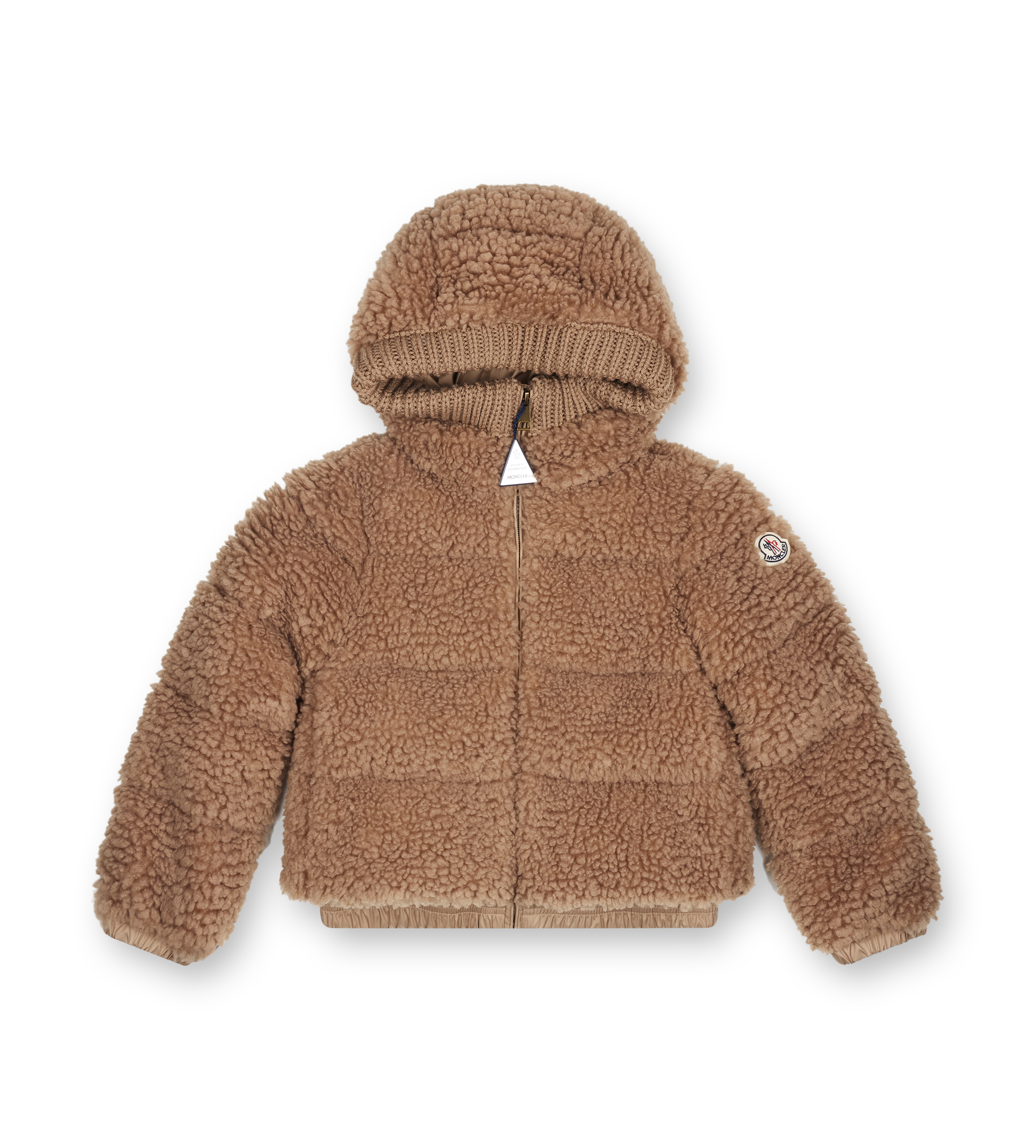 Moncler Adalbertas Teddy Hooded Down Jacket in Beige