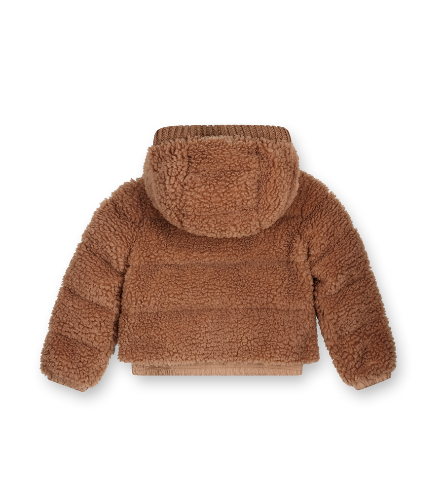 Moncler Adalbertas Teddy Hooded Down Jacket in Beige