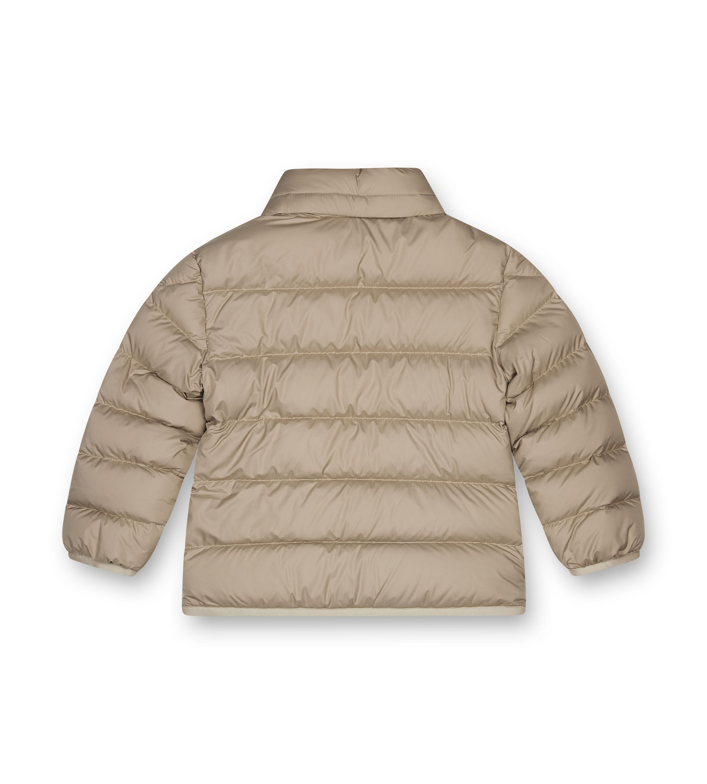 Beige puffer jacket on a white background