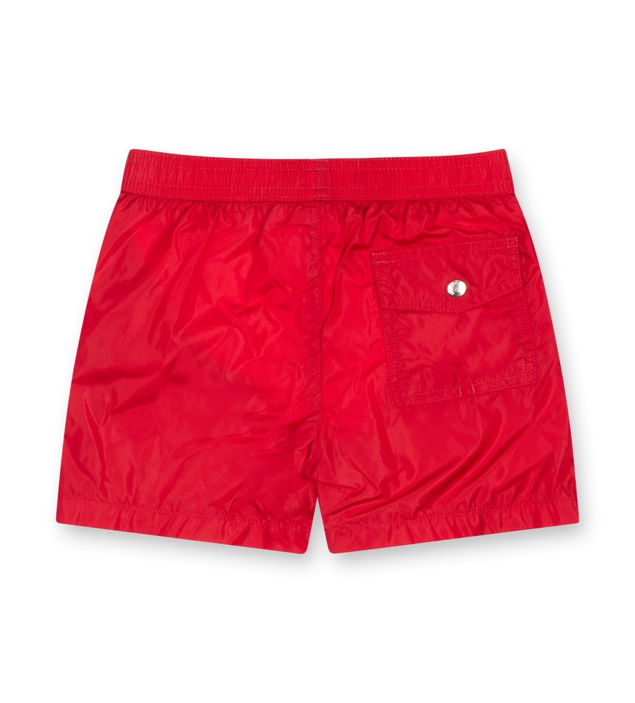 Moncler Boys Logo Swim Shorts in Red (Kids)