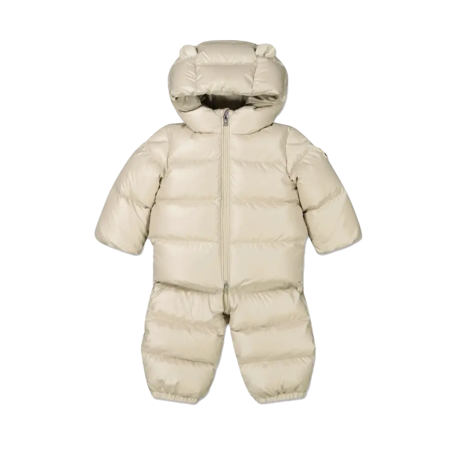 Moncler Deidre Down Puffer Snowsuit Set in Cream (Baby)