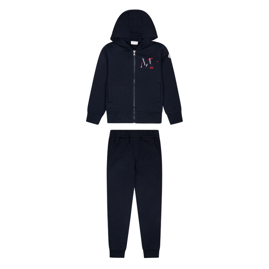 Moncler Embroidered Logo Cotton Tracksuit Set in Navy