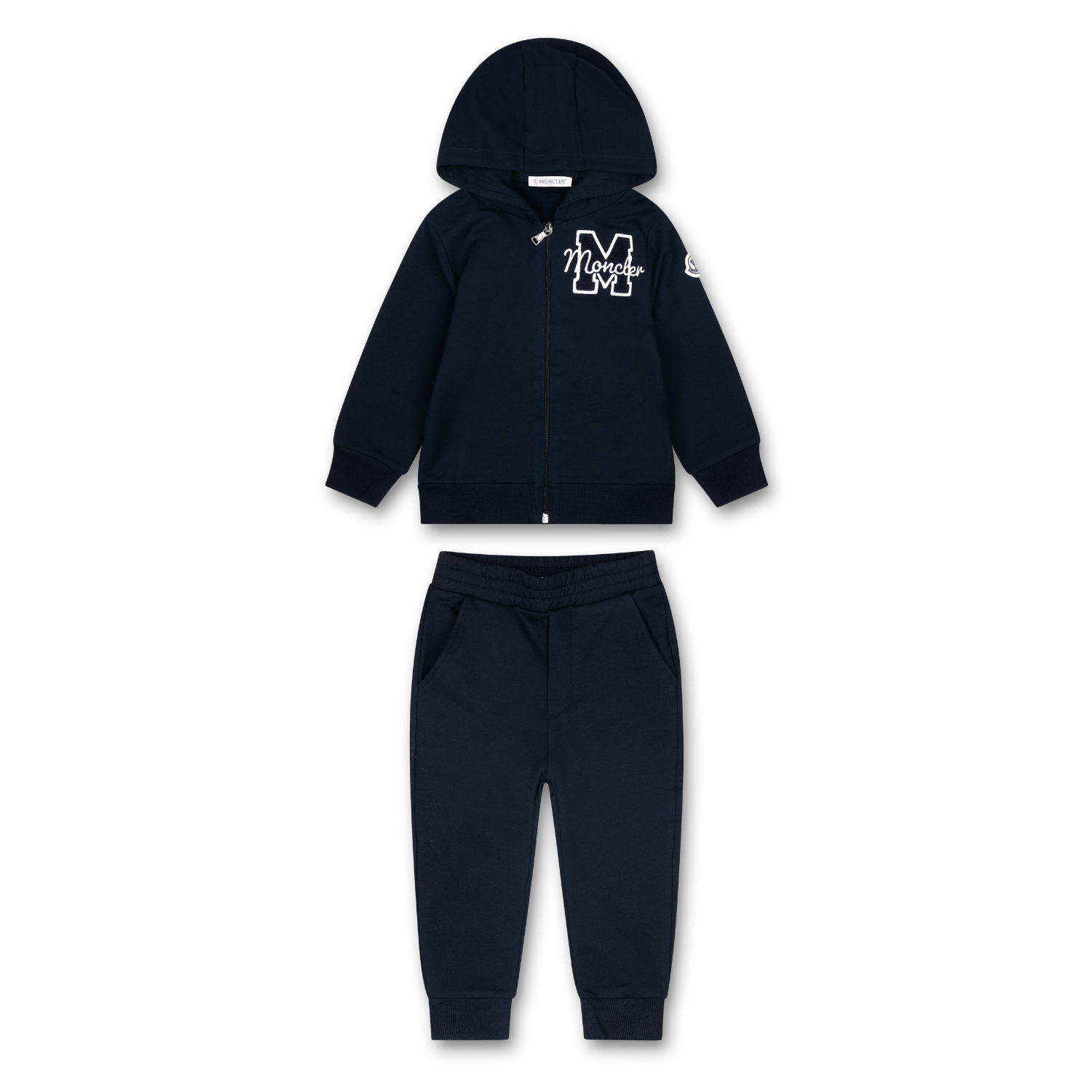 Moncler Embroidered Teddy Logo Cotton Tracksuit Set in Navy