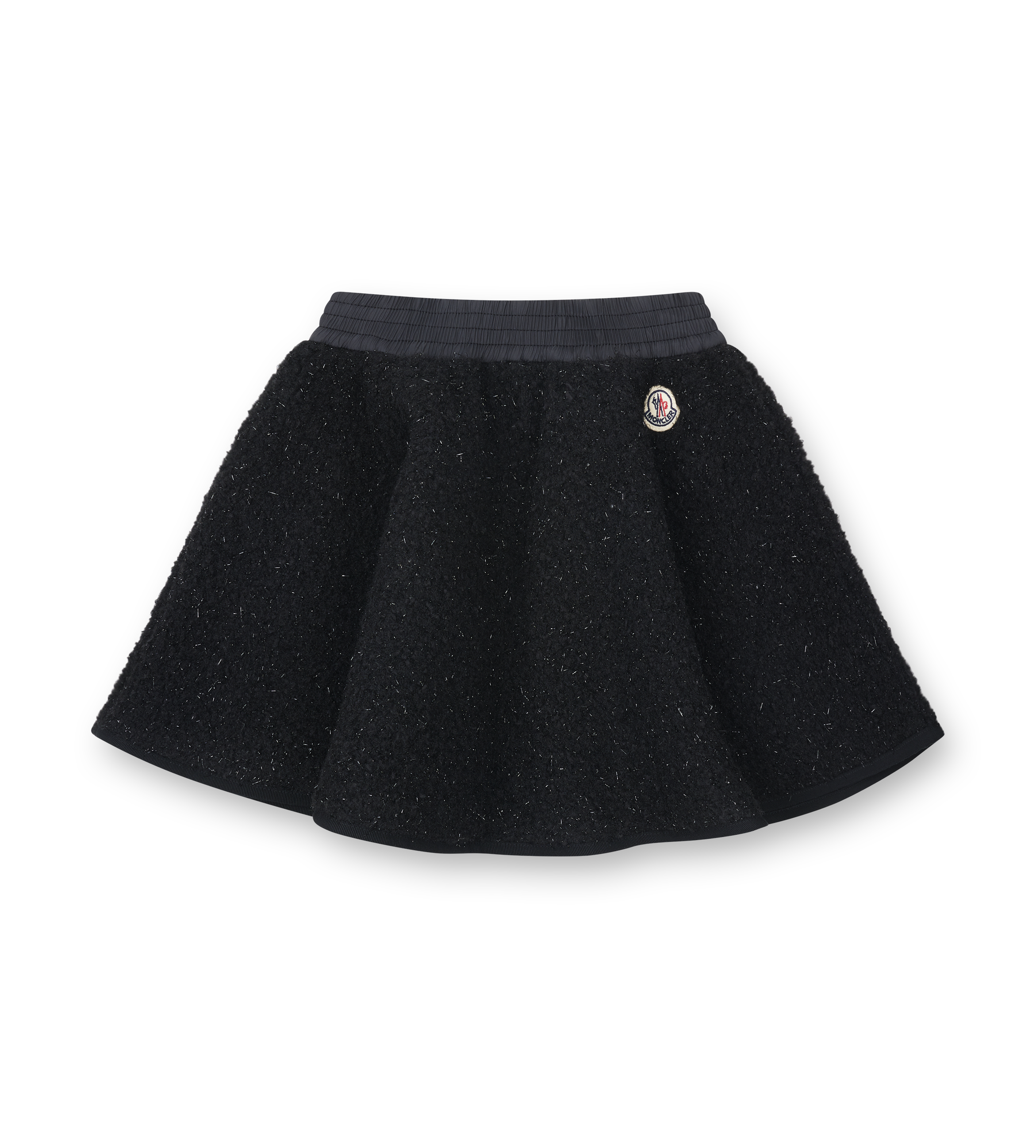 Black skirt with a button on a white background