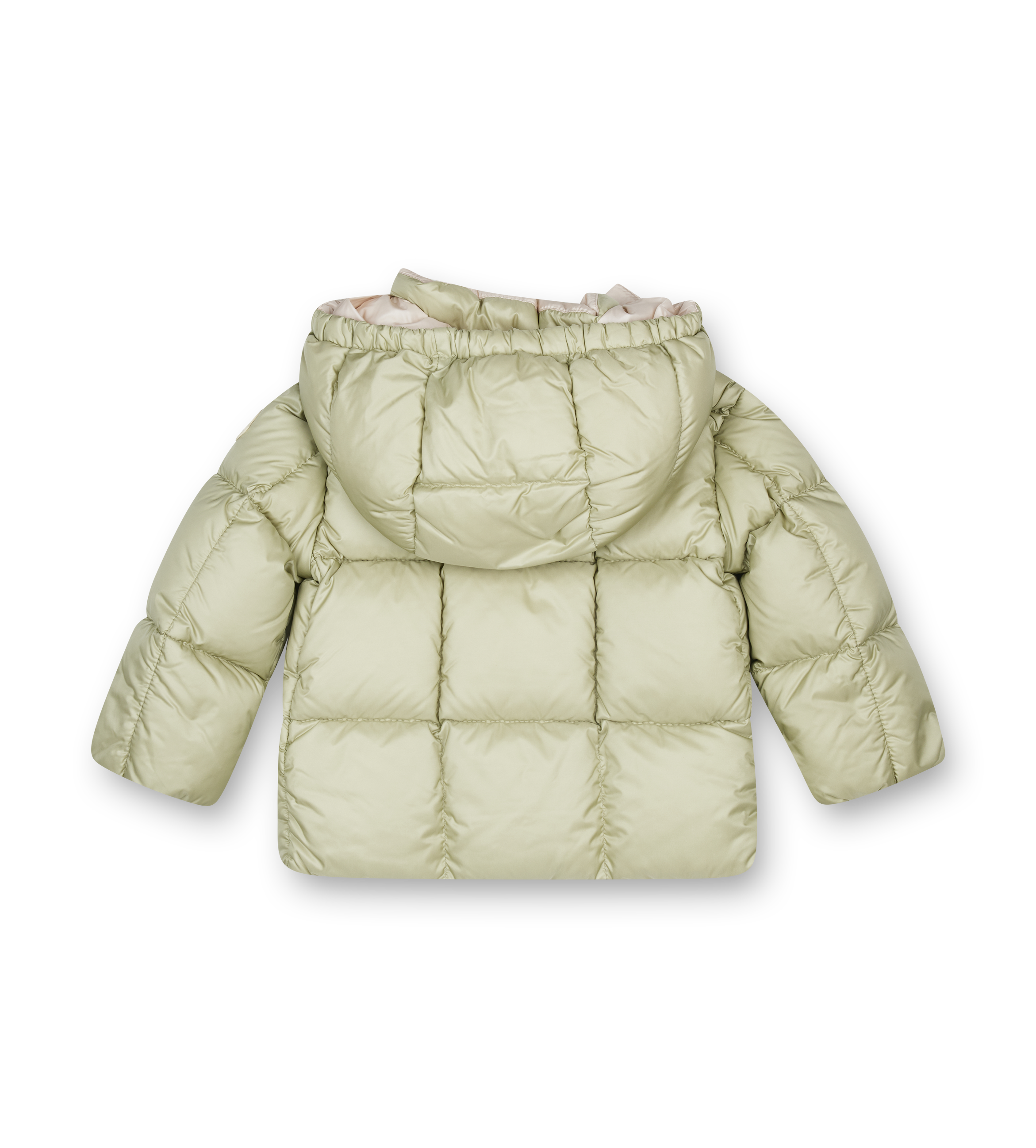 Light green puffer jacket on a white background