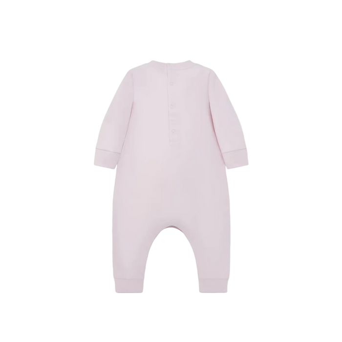 Moncler Logo Cotton Baby Grow Romper in Light Pink