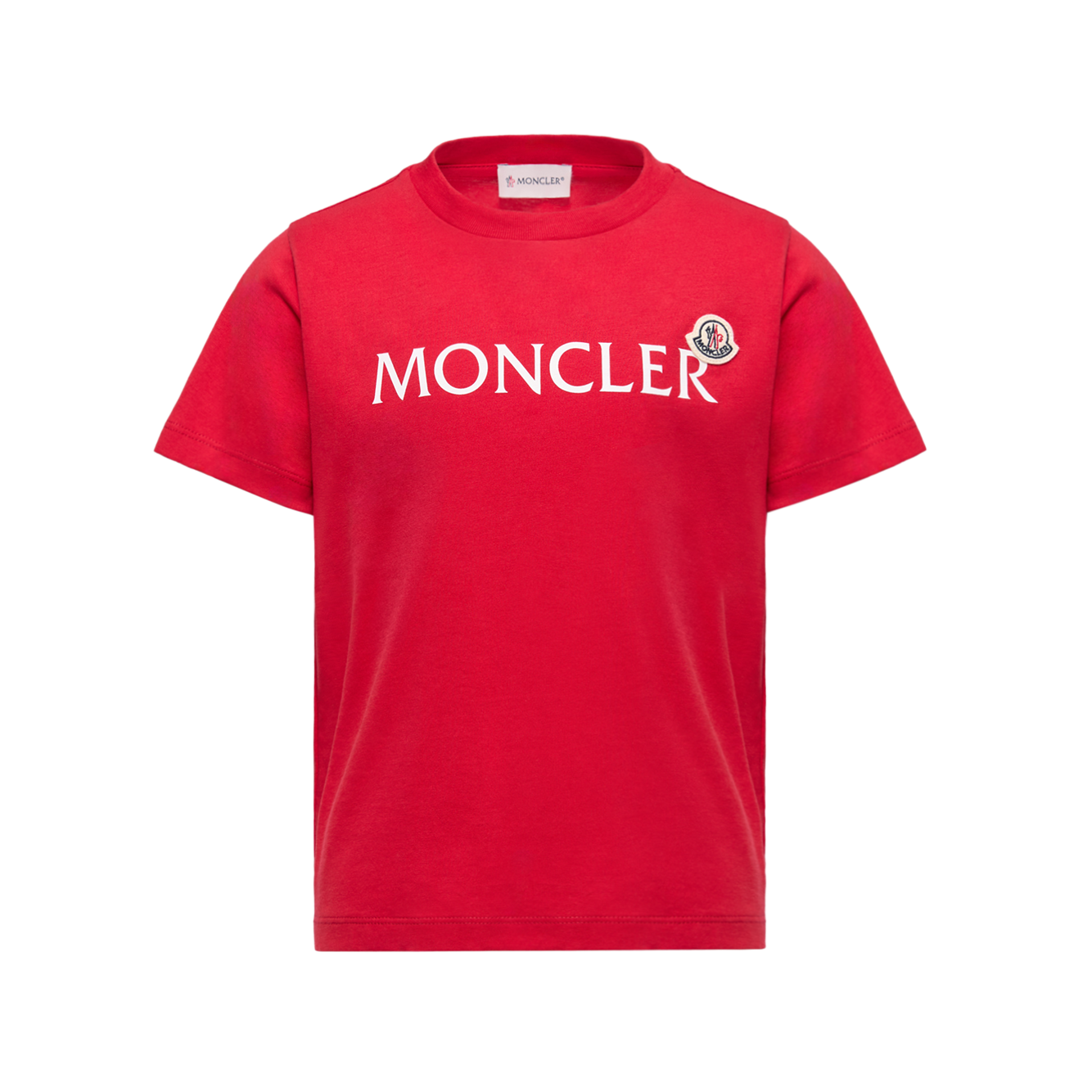 Moncler Logo Cotton T-Shirt in Red