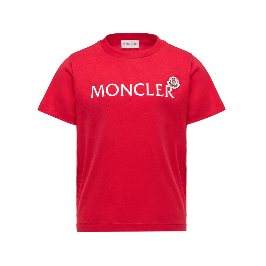 Moncler Logo Cotton T-Shirt in Red (Kids)