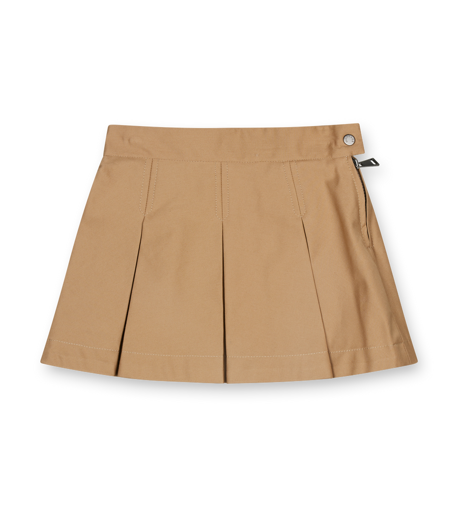 Moncler Pleated Gabardine Cotton Skirt in Beige (Kids)