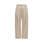 Kids Pleated Stretch Cotton Gabardine Trousers in Beige