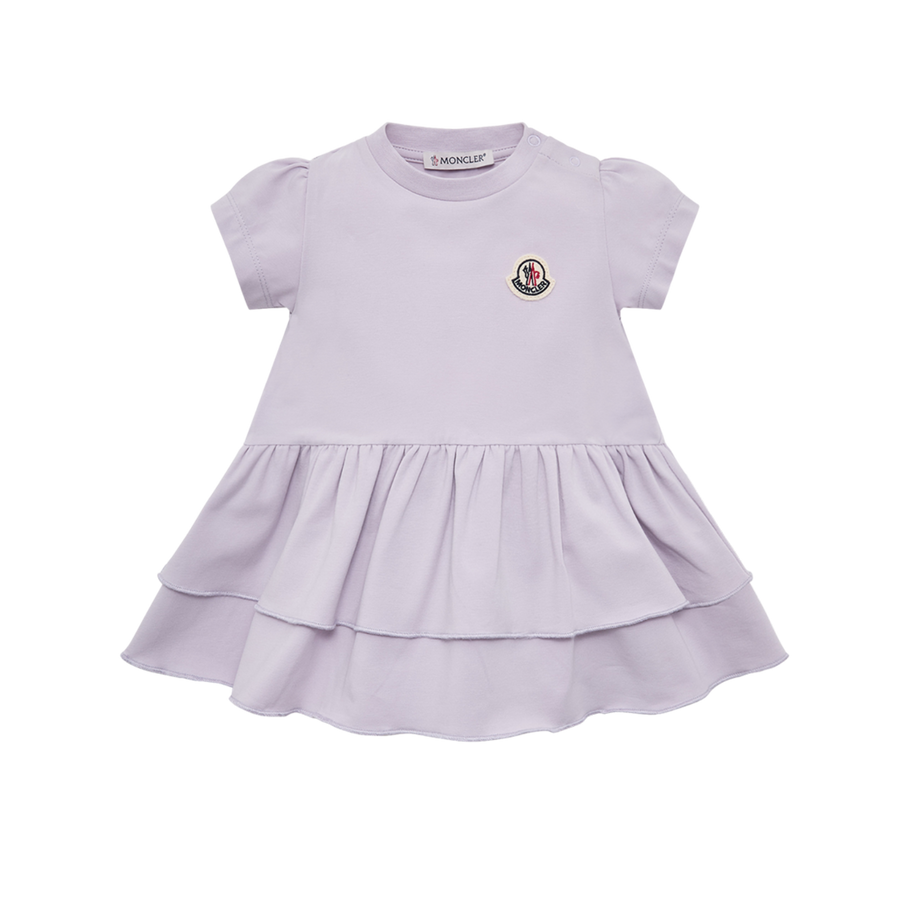 Moncler Ruffle Cotton Dress in Lilac (Baby)