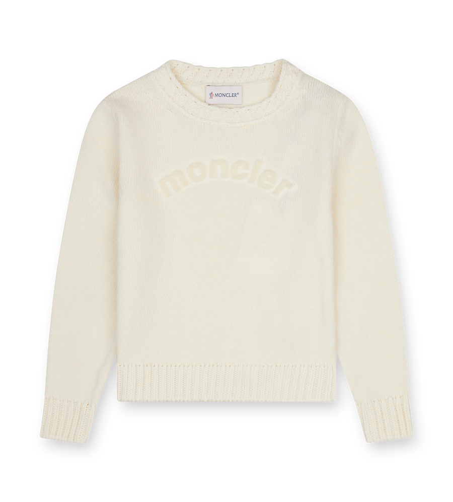 Moncler Textured Logo Wool Jumper in Ivory