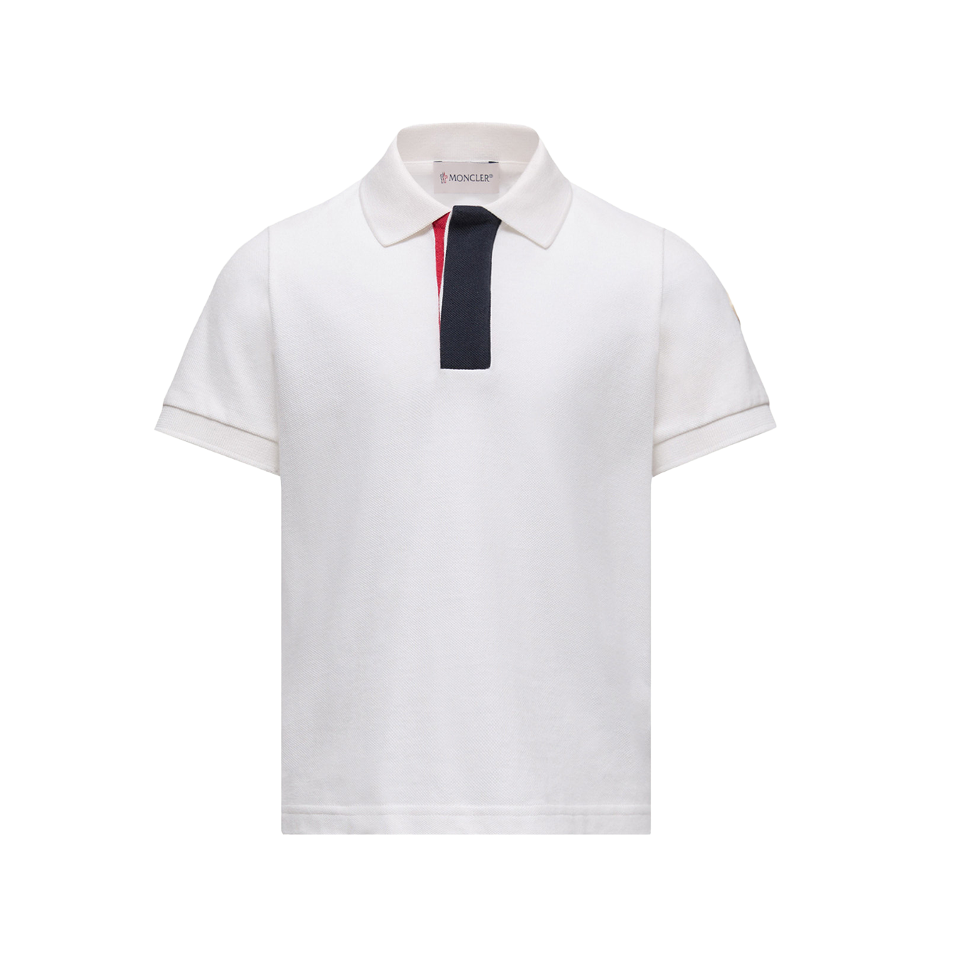 Moncler Tricolour-Trimmed Cotton Piquet Polo Shirt in White