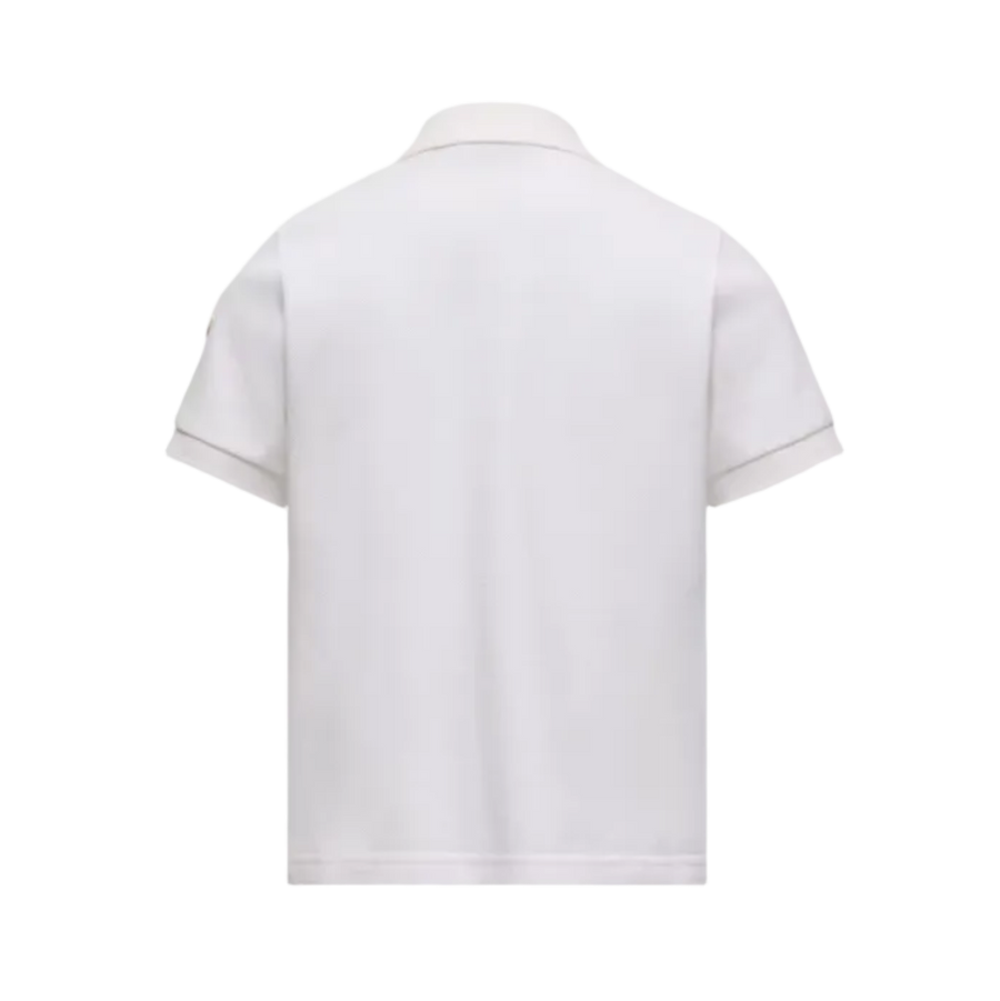 Moncler Tricolour-Trimmed Cotton Piquet Polo Shirt in White