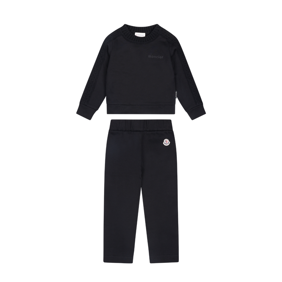 Moncler Wool-Trimmed Cotton Tracksuit Set in Navy (Kids)