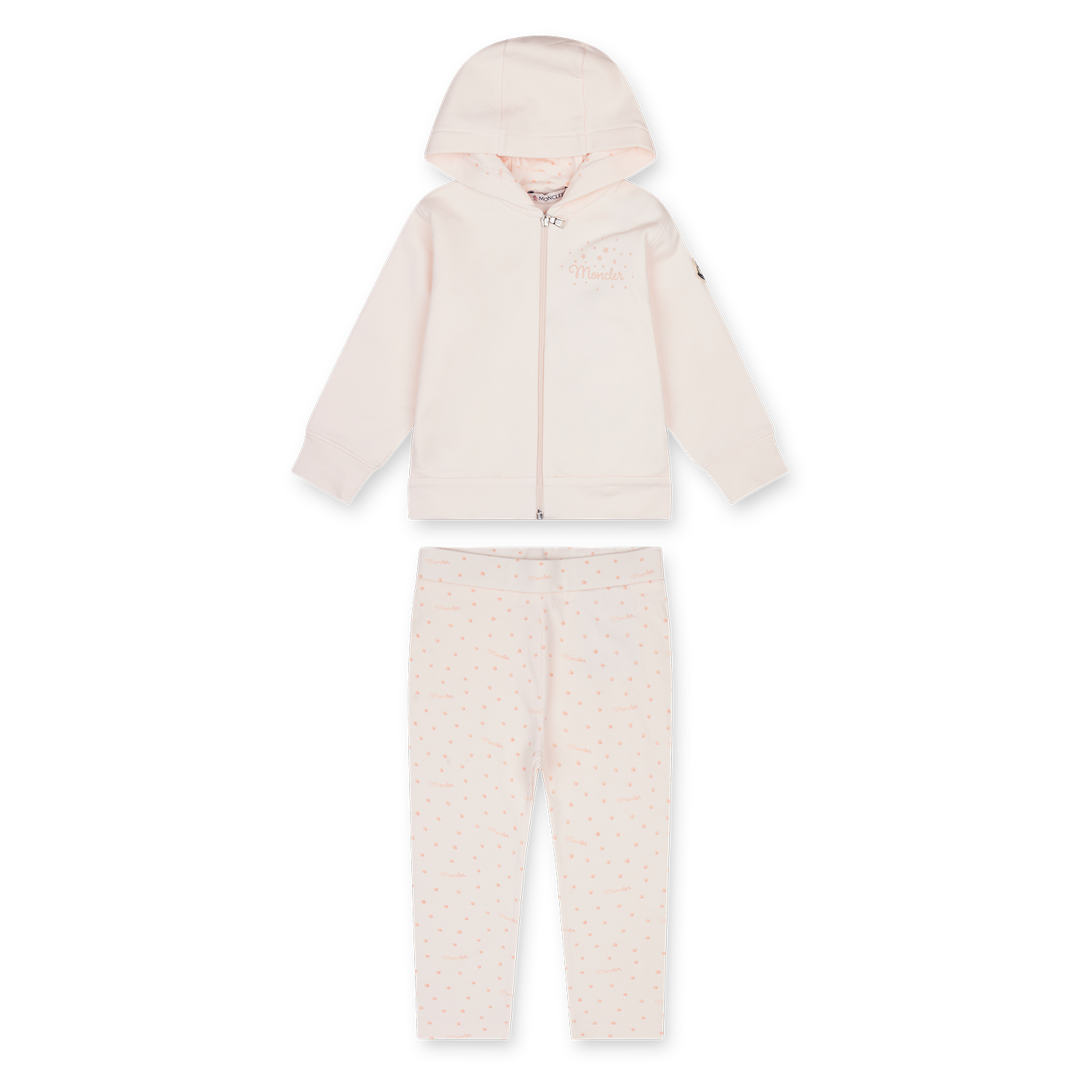 Moncler Star Print Cotton Tracksuit Set in Light Pink (Baby)