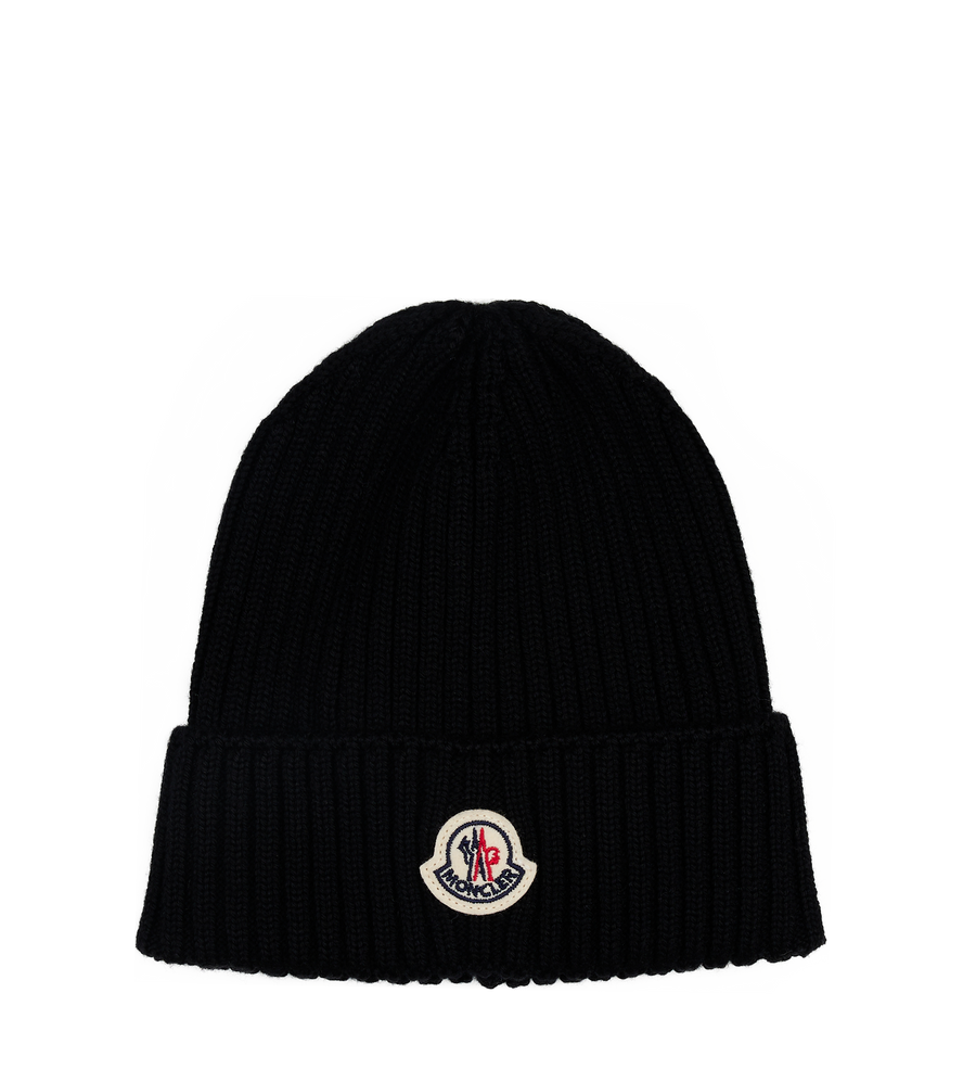 Moncler Wool Logo Beanie in Black (Kids)