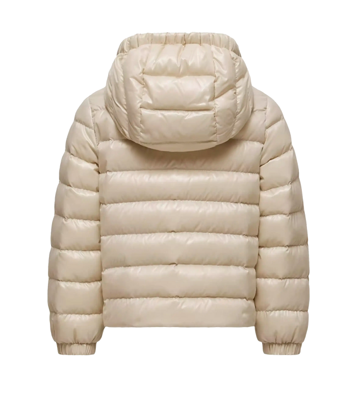 Moncler Ela Hooded Down Jacket in Light Beige