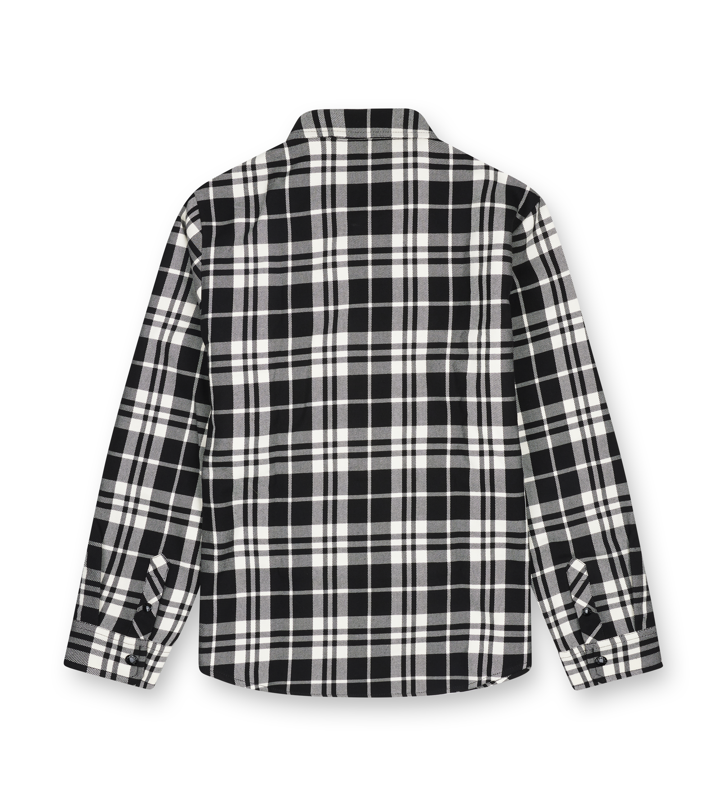 Moncler Checked Cotton Shirt with Nylon Pocket in Black/ White