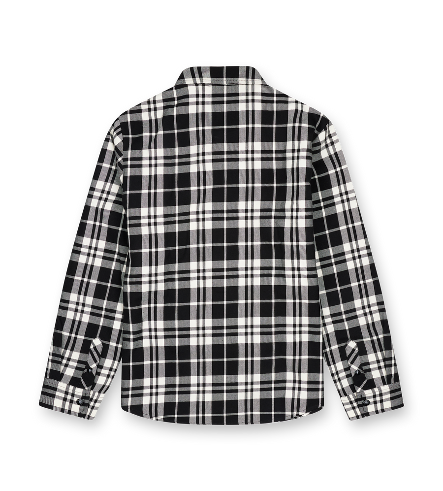 Moncler&nbsp;Checked Cotton Shirt with Nylon Pocket in Black/ White