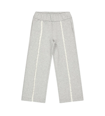 Kids Katoenfleece Trimmed Trainingsbroek Grijs
