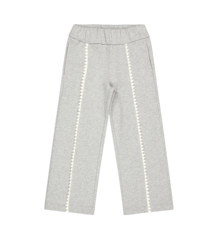 Kids Katoenfleece Trimmed Trainingsbroek Grijs