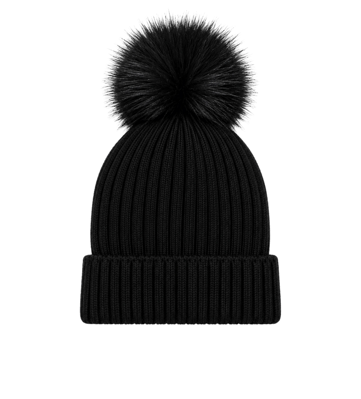 Kids Wollen Muts Met Pom Zwart