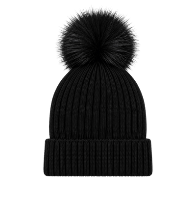 Kids Wollen Muts Met Pom Zwart