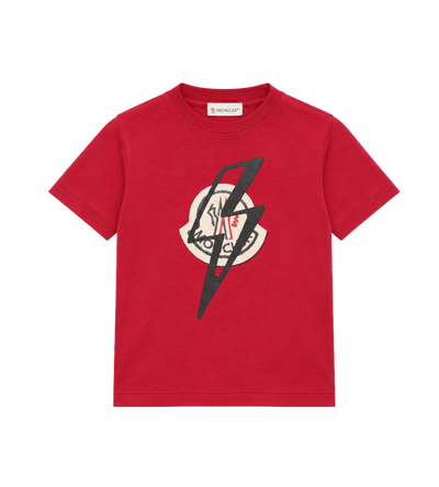 Kids bedrukt katoenen jersey T-shirt rood
