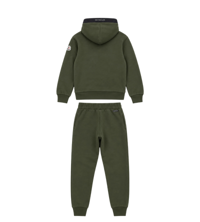 Kids Cotton Fleece Logo Tracksuit Olive Green