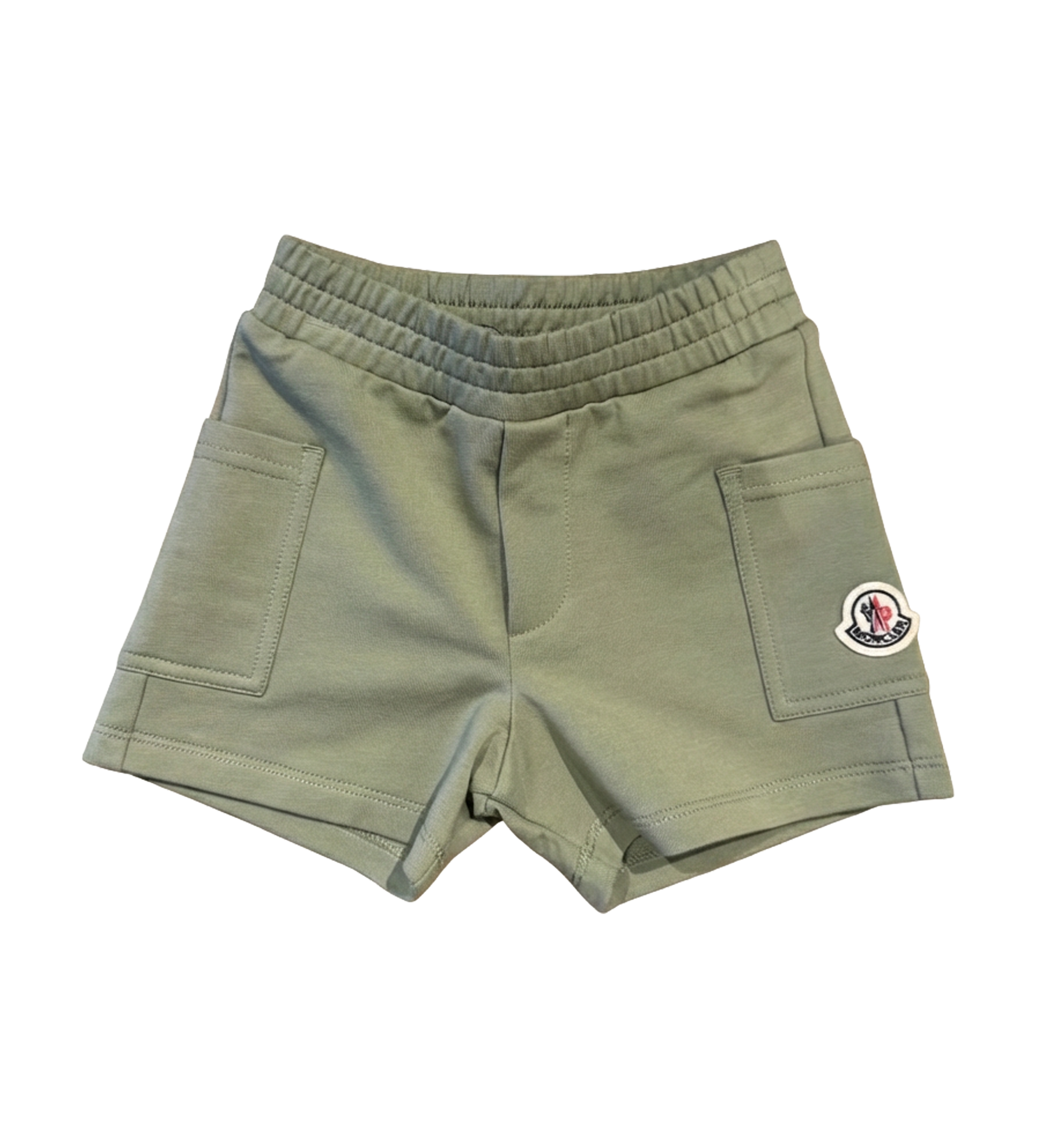 Moncler Enfant Logo Shorts in Sage Green