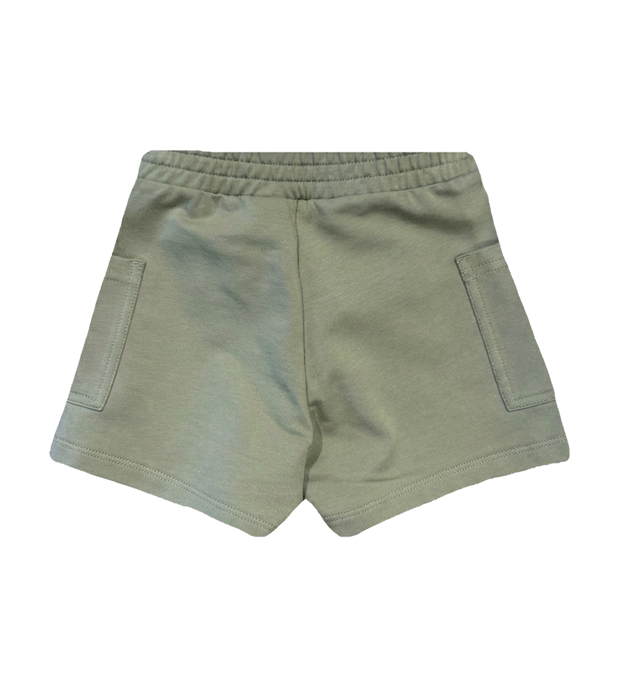 Moncler Enfant Logo Shorts in Sage Green