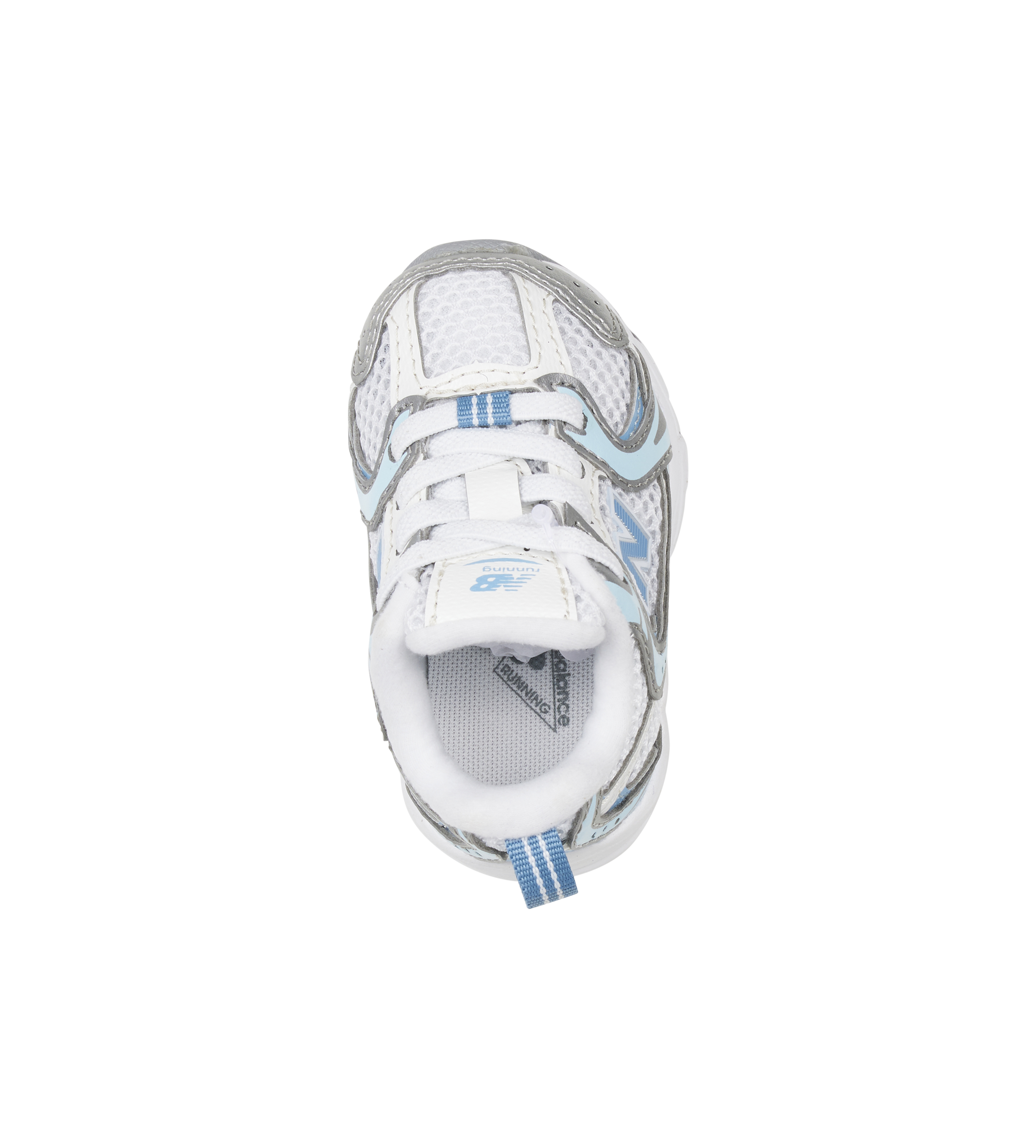 White and blue sneaker on a white background