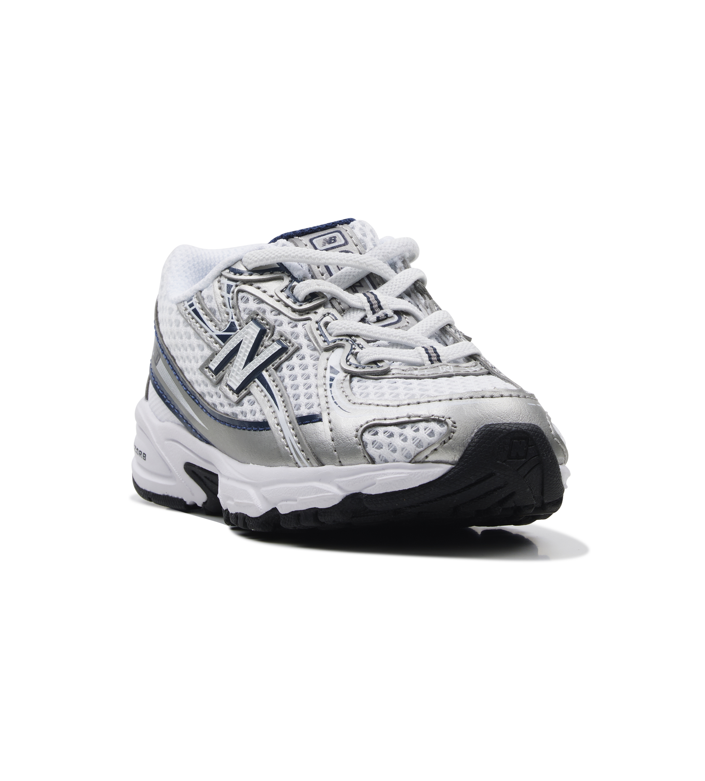 White and blue sneaker on a white background