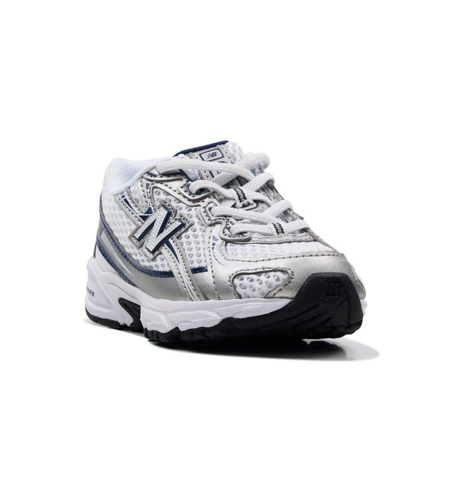 White and blue sneaker on a white background