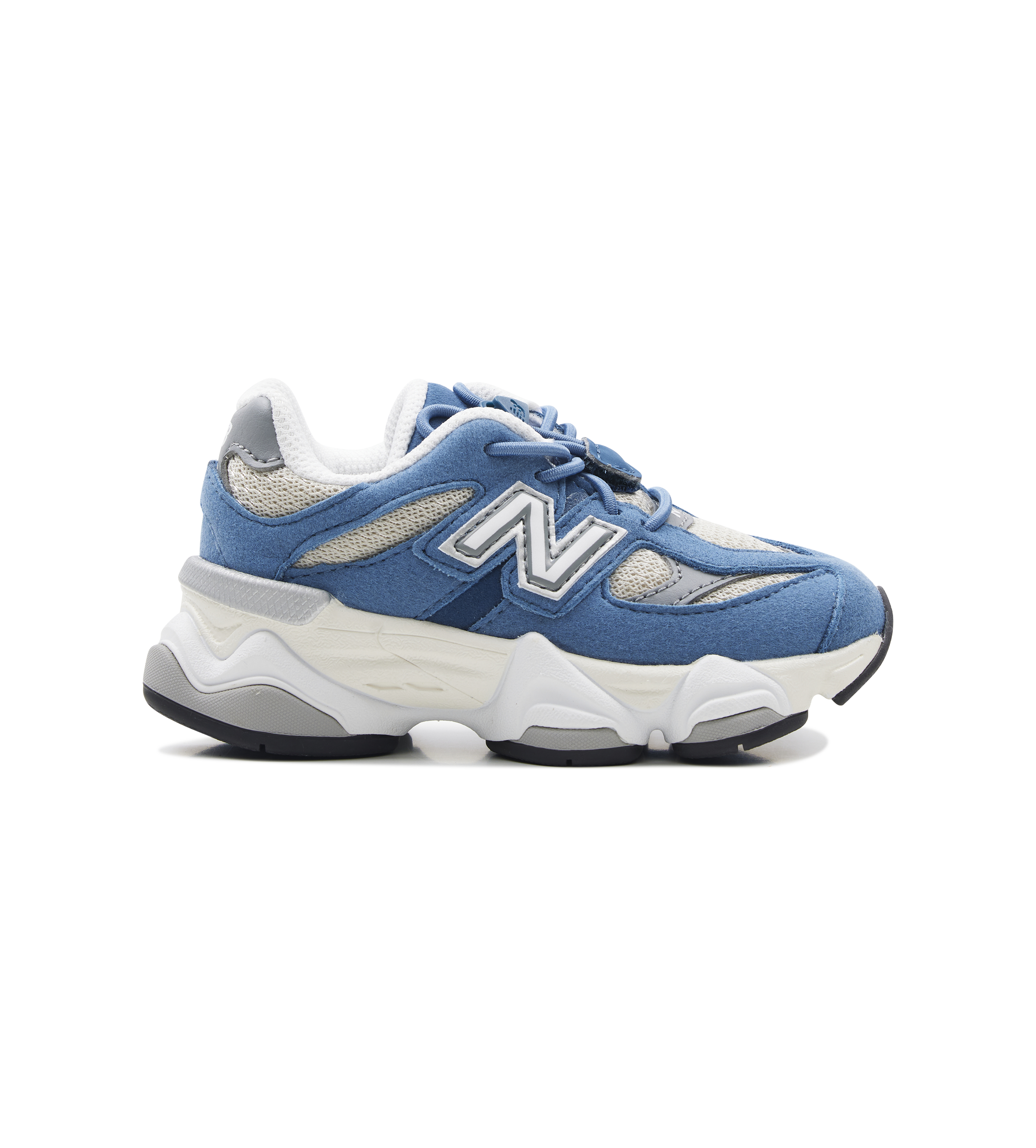 Blue sneaker with white sole on a white background